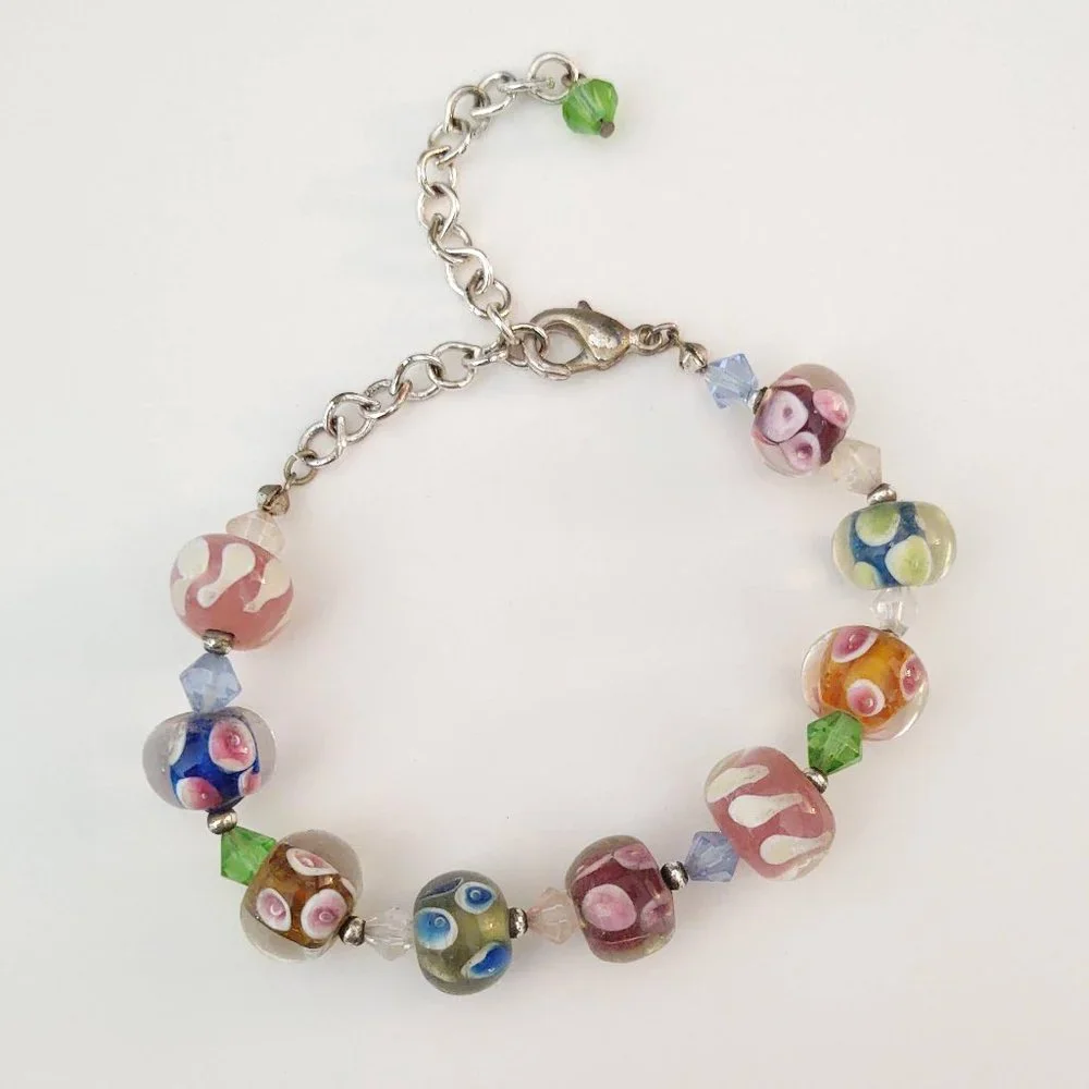 Arty glass and crystal bead bracelet - Picture 13 of 14